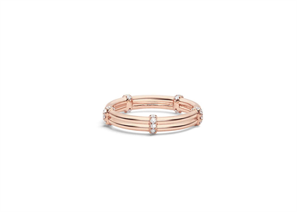 Rose Gold Plated CZ Studded Womens Stack Ring